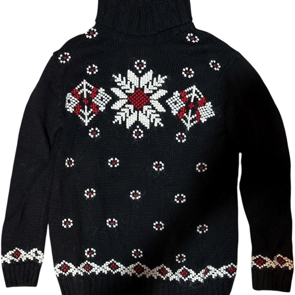 Vintage Jones New York Wool Mohair Nordic Knit Pullover Turtleneck